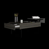 Lift Top Coffee Table, One Drawer, Two Legs, Carbon Espresso / Onyx B097133192