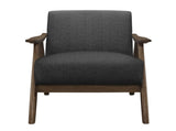 Modern Home Furniture Dark Gray Fabric Upholstered 1pc Accent Chair Cushion Back and Seat Walnut B01172867