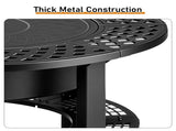 37in Round Double-Layer Wood- Pit with Mesh Grate, Black, with Attached Table Top 03927709