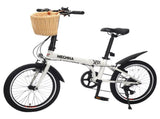 20 Inch Folding Bike for Adults with Basket, Phone Holder & Fenders, Steel Frame 6-Speed City W1019P352669