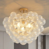 20-Inch Gold Ceiling Pendant Light with Threaded Clear Glass Globe Shade Ideal for Living Room, W1340P251914