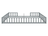 Double Twin Floor Bed with Fence, Guardrails, without door, Grey W504P143285