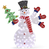 Lighted Snowman Christmas Yard Decorations, Pre-lit 2D Snowman Waving Hands with 170 LED Warm White 54478455