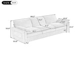 Modern 3-seater Sofa Soft 88.2" Plush Upholstered Sofa Couch with Double-Layer Cushion and Side N719P433666A