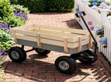 Heavy Duty Steel Wooden Side Support Cargo Wagon with 10" All-Terrain Air Tires, Up to 220lb Load 85711361