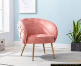 ZNTS Gorgeous Living Room Accent Chair 1pc Button-Tufted Back Covering Rose Color Velvet Upholstered B01167364