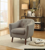 ZNTS Beige Fabric Upholstered Accent Chair 1pc Espresso Finish Legs Button Tufted Solid Wood Furniture B011P182503