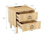 Set of 2 Nightstands with 2 Drawers and Slatted Finish Chest of Drawers Featuring a US-Standard 00400609