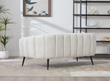 50.2'' Wide Upholstered Chenille Mini Loveseat Accent Couch, Modern Glam Small Settee with Metal W3118P397104