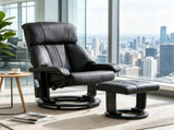 360&deg Swivel Massage Recliner Chair, 10-Point Vibration Footstool for Living Room, Black 06742104