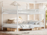Queen over Queen Metal Bunk Bed with Unique Curved Guardrail Design, Round Tube bunk bed Frame, No 27944966