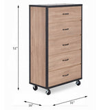 Weathered Light Oak 5-Drawer Chest B062P209019
