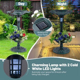 Green Standing Pedestal Birdbath and Feeder Combo with Solar Powered Lamp 50023949