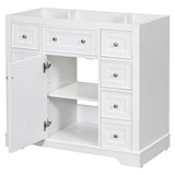 ZNTS 36" Bathroom Vanity without Sink, Cabinet Base Only, One Cabinet and Six Drawers, White WF306253AAK