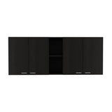 Portofino 150 Wall Cabinet, Double Door, Two External Shelves, Two Interior Shelves -Black B20091978