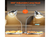 Food Heat Lamp, 500W Electric Commercial Food Warmer Light, 2-Head Stainless Steel French Fry T3342P591613