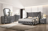 Fabric Upholstered Nightstand with 2 Drawers, Gray B016P252815