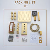 3-Function 12-Inch Ceiling-Mounted Thermostatic Shower System in Brushed Gold with Square Shower T3609P352716