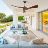 52 Inch Indoor Modern Ceiling Fan No Light 6 Speed Remote 3 Solid Wood Blade Reversible DC Motor For W934106080