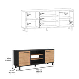 Tv Stand for TVs up 60", Two Cabinets, Three Shelves, Five Legs, Espresso / Pine B097132985