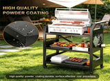 Outdoor Grill Cart Table with Pegboard & Handle, Indoor and Outdoor Pizza Oven Table with Lockable 85949243