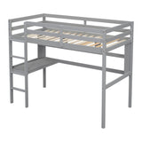 ZNTS Twin Size Loft Bed with desk and shelves, Safety Guardrail and ladder,Grey W504P181852