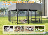 Dog Kennel Outdoor with Roof, 4.23'x5.82'x4.83' Welded Wire Enclosure, Heavy Duty Dog Crate with 24433657