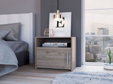 Nightstand, Single Door Cabinet, Metal Handle, One Shelf, Superior Top, Light Gray B097120602