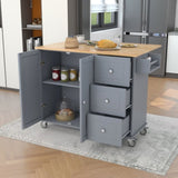 ZNTS Rolling Mobile Kitchen Island with Solid Wood Top Locking Wheels,52.7 Inch Width,Storage Cabinet 70466023