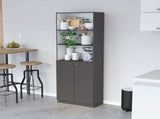 Matt Gray and White 2-Door Bookcase B062P175162