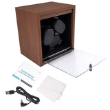 Wooden 3 Automatic Watch Winder, Black Walnut Grain Super Quiet Rotating Box Shaker, 4 Rotation 87862811