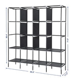 ZNTS 67" Clothes Closet Portable Wardrobe Clothes Storage Rack 12 Shelves 4 Side Pockets Gray 63742682