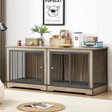 ZNTS Dog Crate Furniture with Two Combined Room, XL Double Dog Cage Furniture with Tray for Medium W420P207590