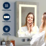 ZNTS LED Bathroom Wall Medicine Cabinet Mirror 20"×28" with Storage Recessed or Surface Dimmable 3 Colors 50862470