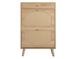 Rattan-covered shoe cabinet with 1 drawer and 2 flip-top drawers, made of particleboard, 60958170