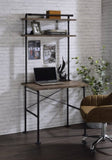 Rustic Oak and Black 2-Shelf Writing Desk B062P209208