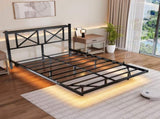 Full Size Floating Bed Frame with Headboard and Storage, Full Size Platform Bed Frame with USB W840P383353
