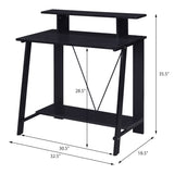 Black Writing Desk with Upper Shelf B062P184533
