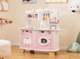 Pink Kids Coffee Kitchen Playset with Microwave Oven Stove for 3 Years Old 90229154