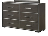 1pc Contemporary 6-Drawer Dresser with Chrome Accents Gray Rustic Finish Bedroom Wooden Furniture B011P236785