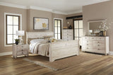 Imerland Contemporary White Wash Finish Bedroom Set with Queen Sleigh Bed, Dresser, Mirror, Two T2574P201818
