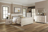 Imerland Contemporary White Wash Finish Bedroom Set with King Sleigh Bed, Dresser, Mirror, Two T2574P201817