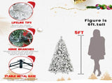 Artificial 5ft Flock Christmas Tree with 518PVC/Hard Needle Mixed Branch Tips,Hinged Premium & 23351502