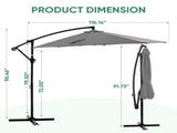 Outdoor Patio Umbrella, 10ft Offset Hanging Patio Umbrella with Aluminum Stand, 8 Ribs, UV 93855832