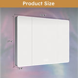 Aluminium Medicine Cabinet Mirror, 35 x 28 Inches Medicine Cabinet with 3 Colors LED Light and 78648069