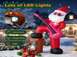 8.4 FT Inflatable Santa Claus with Guitar & Stereo Speaker, Sound Sync LED Lights, Waterproof 73993785