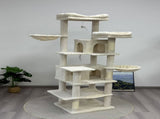 68in Tall Multi-Level Green Cat Tree with Hammocks, Hanging Basket, Cat Cave, Removeable Cushion, W243P326780