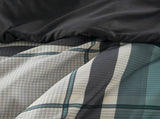 9 PCS Full Plaid Comforter Set with Bed Sheets Teal/Black B035P319866