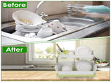 Two-Tier Countertop Dish Drainer, Kitchen Plate Bowl Utensil Holder with Removable Water Tray, 39438606