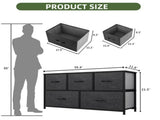 5 Drawer Dresser Fabric, Wide Chest Of Drawers With Wood Top for Living Room,,Hallway,Black 86752204